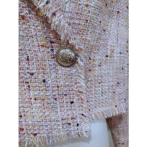 Aqua pink raw hemline jacket. Sz.S - Picture 6 of 14